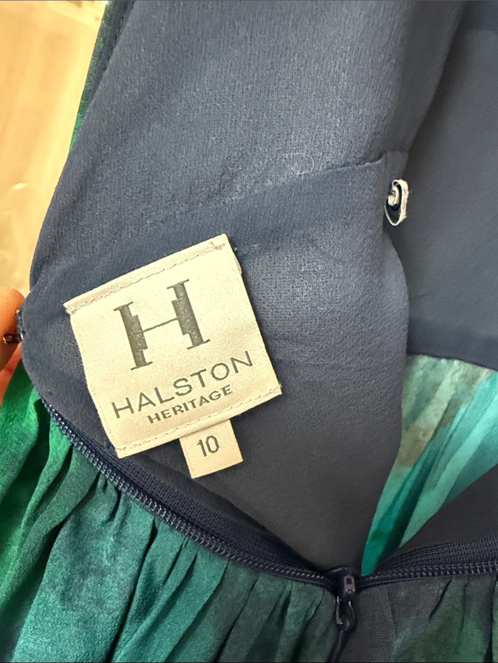 Halston Heritage Silk Watercolor Mirage Dres - Picture 7 of 8
